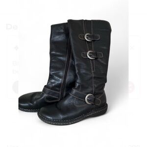 Black Leather Combat Boots
